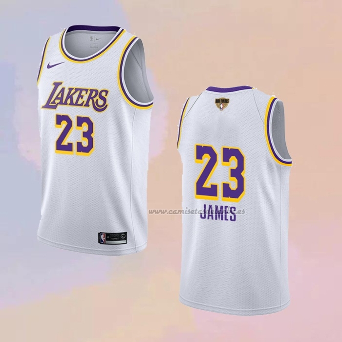Camiseta Los Angeles Lakers Lebron James NO 23 Association 2020 Final Bound Blanco